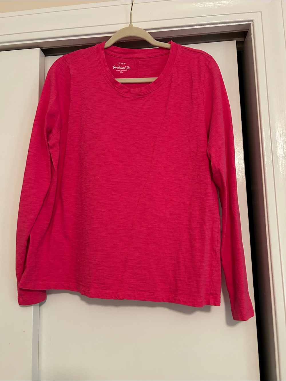 J. Crew Girls' Long-Sleeve Crewneck Tee - Hot Pink
